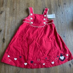 2/24$ NWT Gymboree Red Heart Embroidered Kids Toddler Dress size 3T